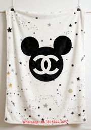 Chanel Style Mickey Flannel Throw Blanket IMG_7386